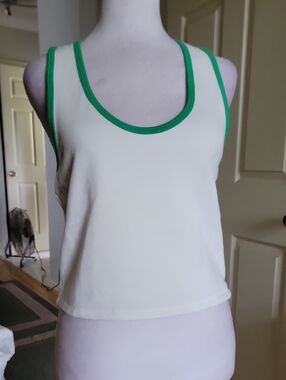 GAP White Tank Top with Green Trim